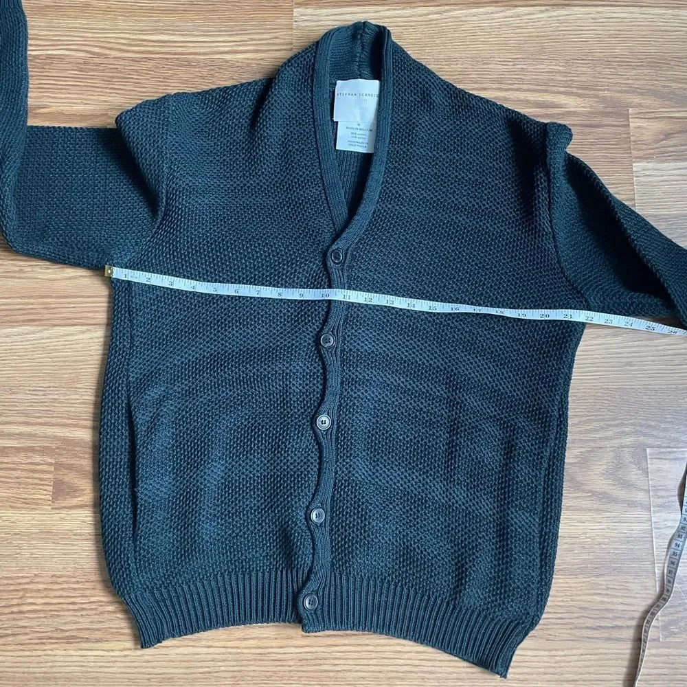 Stephan Schneider Men’s Textured Cotton Shawl Collar Cardigan Sz 6 Olive Belgium